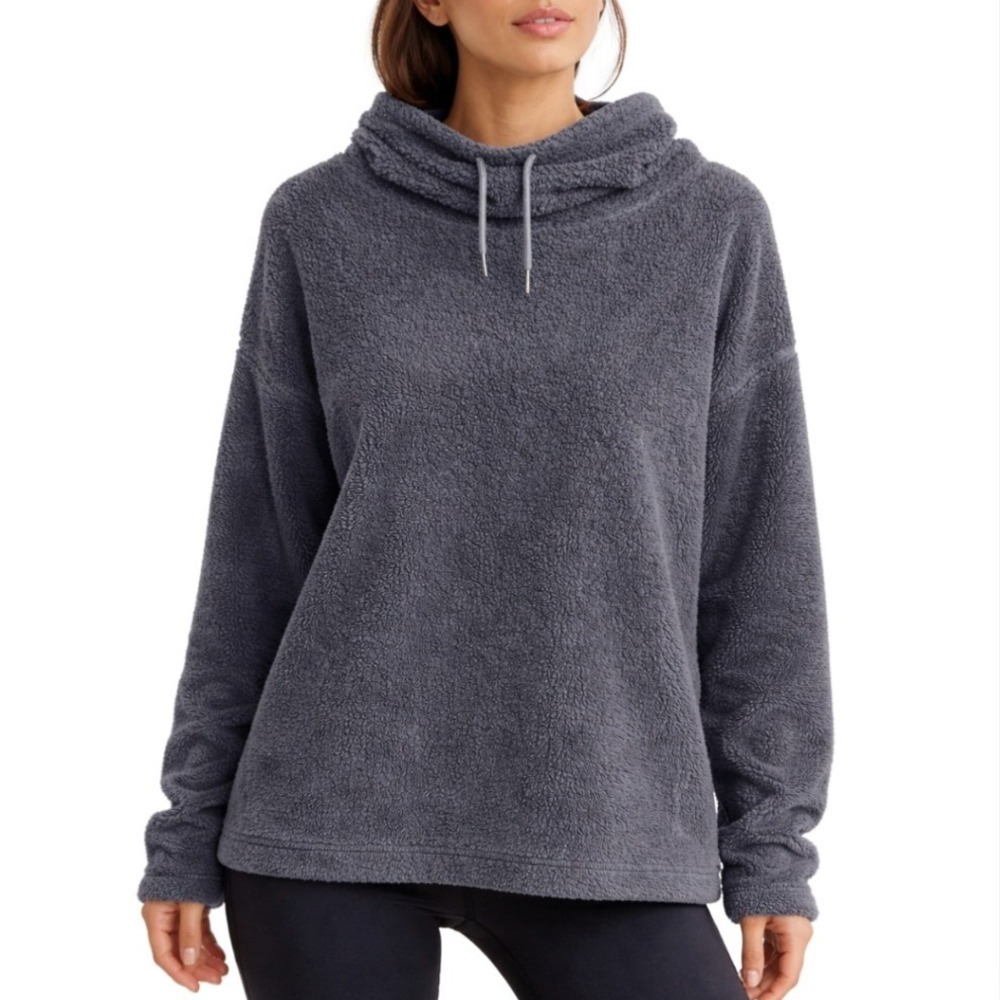 Champion C9 Womens Grey Sherpa‎ Fleece Funnel Neck Pullover Sweatshirt Size XL